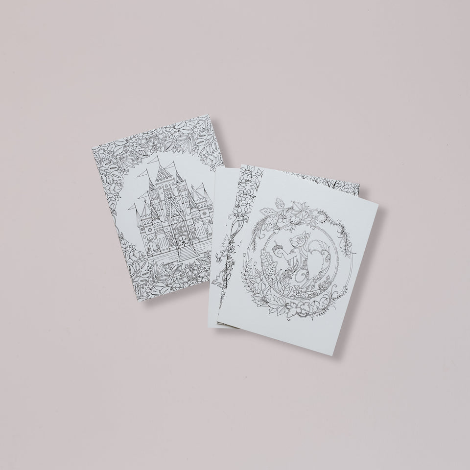 Enchanted Forest: 12 Color-In Notecards