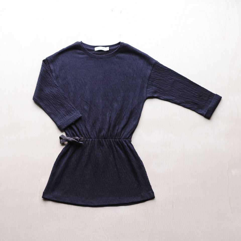 Textured Blouson Dress (Charcoal)