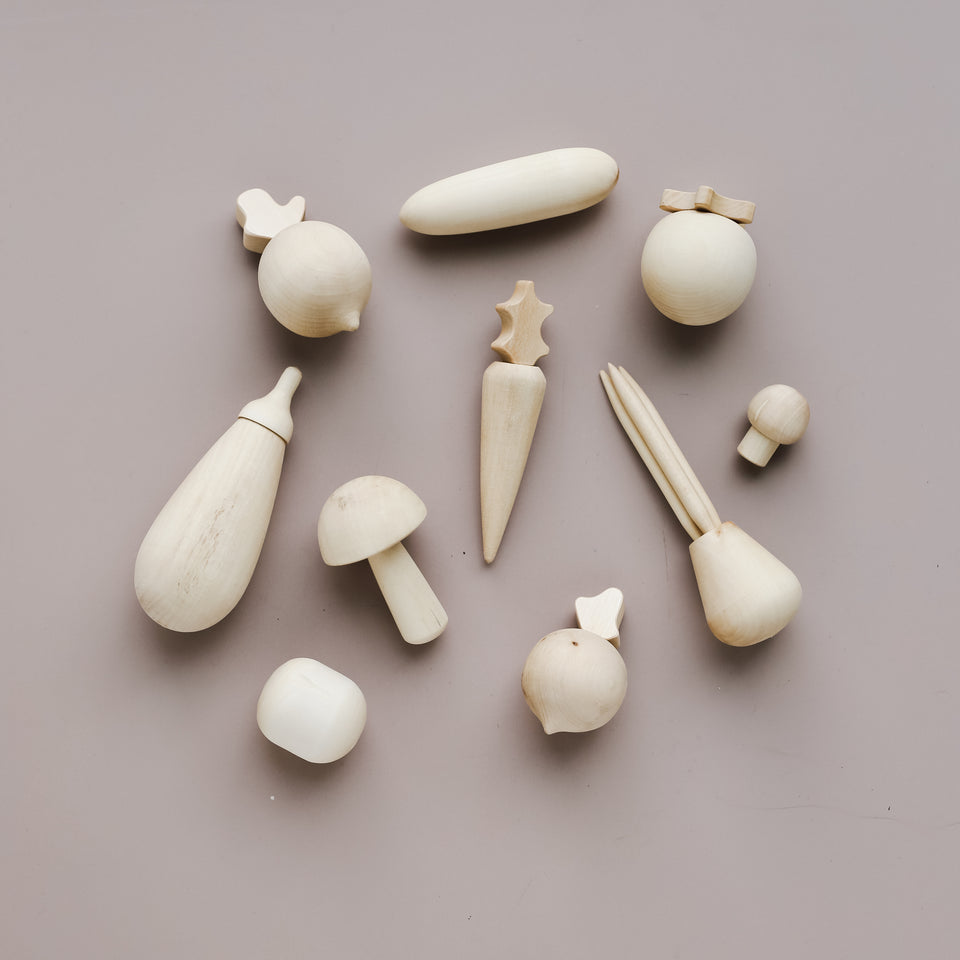 Wooden Vegetable Set Natural