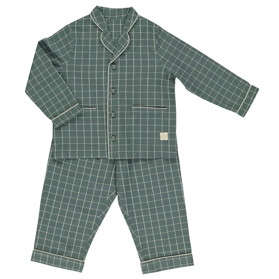 Pajama Set (Teal Windowpane)