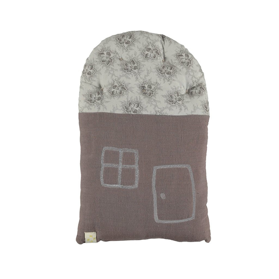 Small House Cushion (Grey + Spot Floral)
