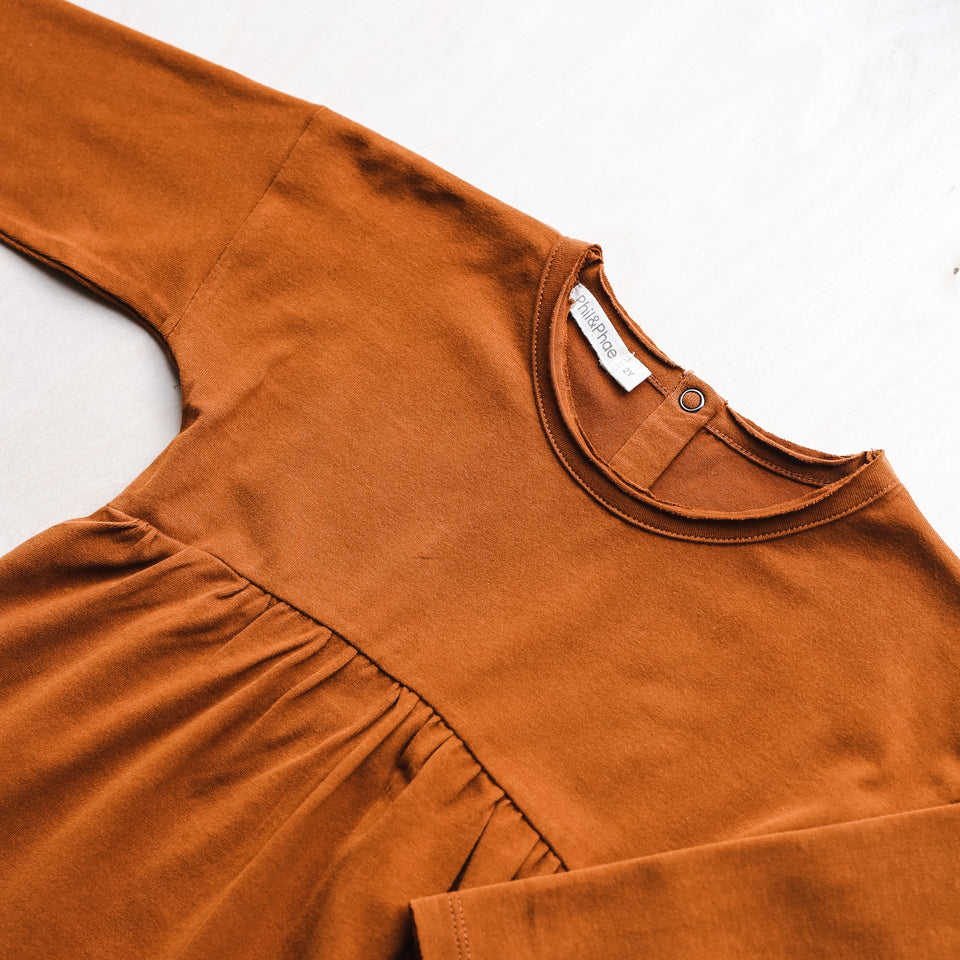 Drop-Shoulder Dress (Burnt Orange)
