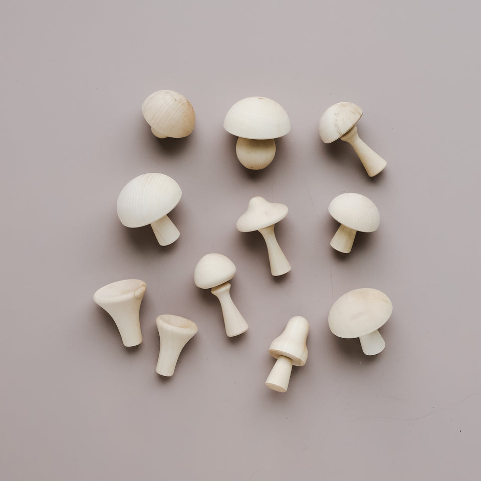 Wooden Mushroom Set Natural