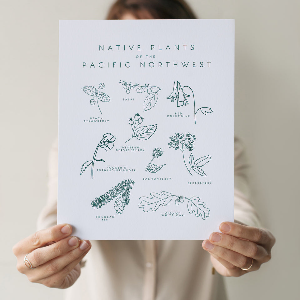 Native Plants of the Pacific Northwest Letterpress Print